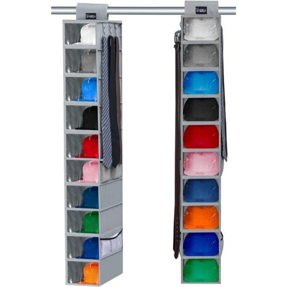 Hanging Hat Organizer with Dust Cover 10 Shelf Closet Cap Storage Holder